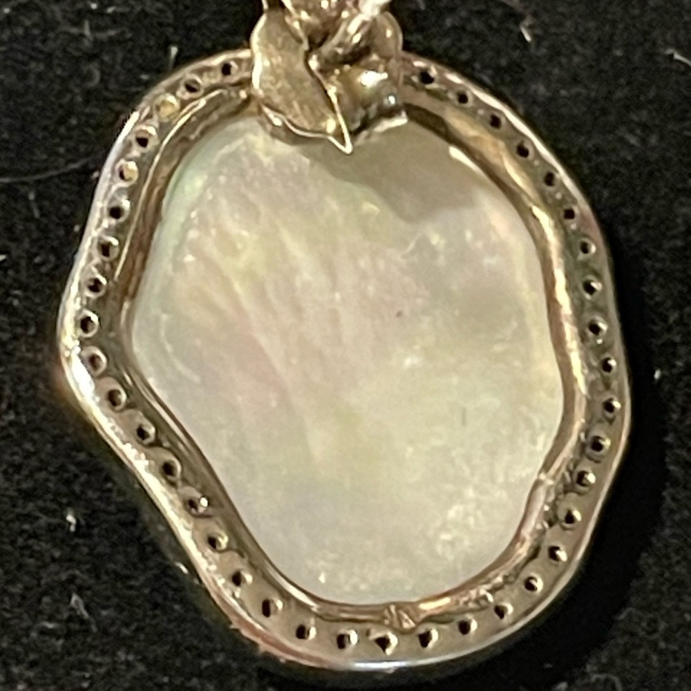 Nadri Sterling Silver 925 Mother of Pearl Halo Stud Earrings | Art Deco Inspired - Picture 5 of 7